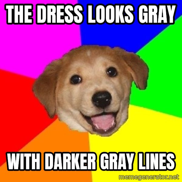 Advice Dog meme: The dress looks gray / with darker gray lines