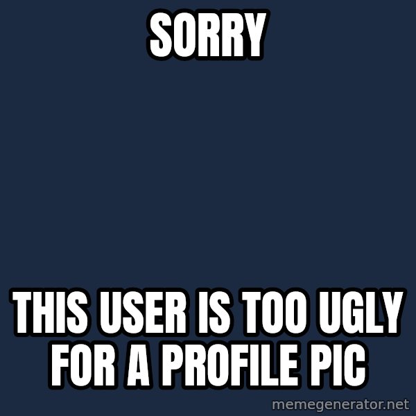 Blank Black meme: SORRY / This user is too ugly for a profile pic