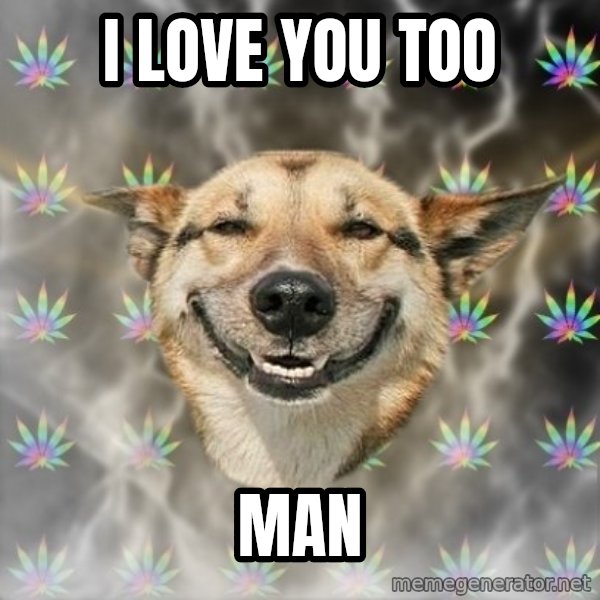 Stoner Dog meme: I love you too / Man