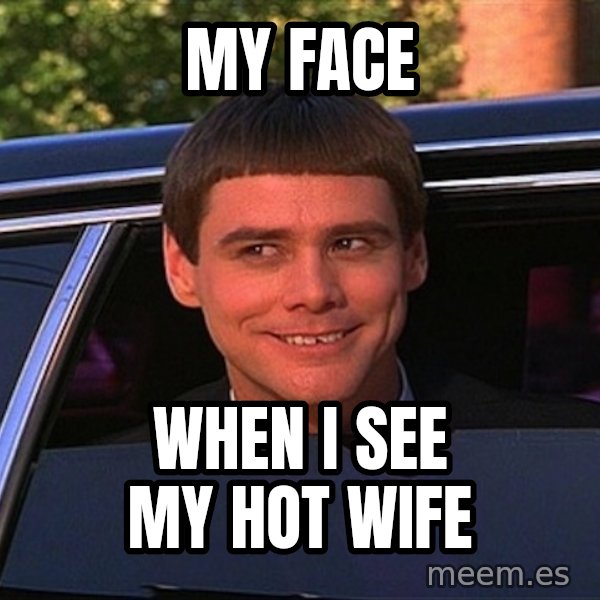 Jim Carrey Limo meme: My face / When I see my hot wife