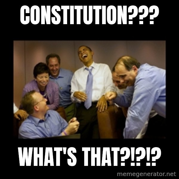 obama laughing  meme: Constitution??? / What's that?!?!?