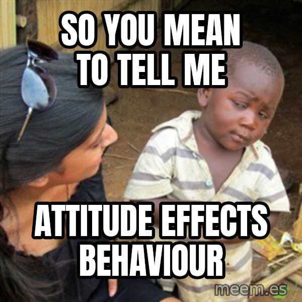 Skeptical 3rd World Kid meme: SO YOU MEAN TO TELL ME / ATTITUDE EFFECTS BEHAVIOUR