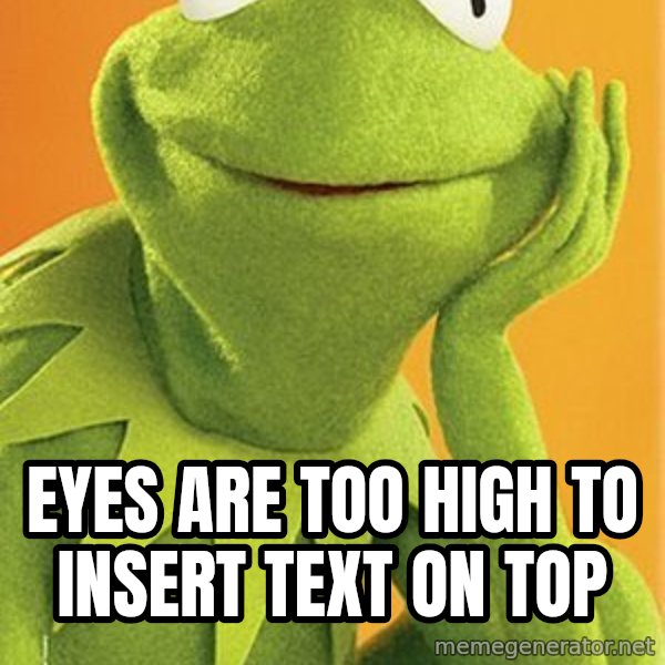 Kermit the frog meme: eyes are too high to insert text on top
