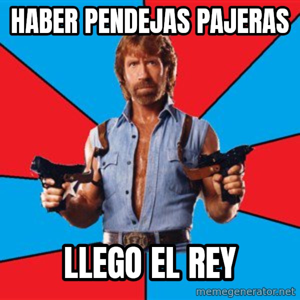 Chuck Norris  meme: haber pendejas pajeras / llego el rey