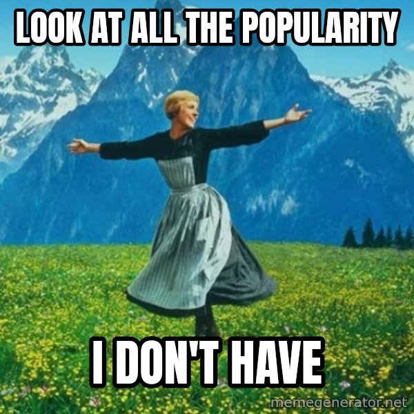 Look at All the Fucks I Give meme: look at all the popularity / i don't have