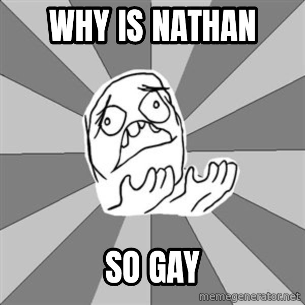 Whyyy??? meme: why is nathan / so gay