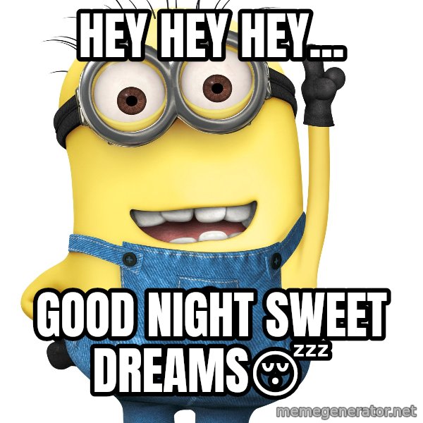 Despicable Me Minion meme: hey hey hey... / Good Night sweet dreams😴