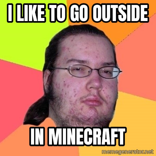 gordo granudo meme: i like to go outside / in minecraft