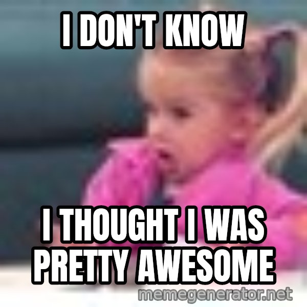 little girl fac3 meme: I don't know / I thought I was pretty awesome