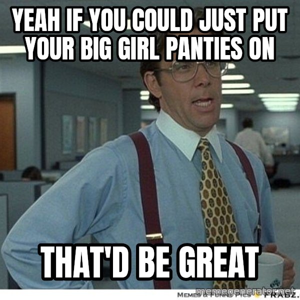 Yeah If You Could Just meme: YEAH IF YOU COULD JUST PUT YOUR BIG GIRL PANTIES ON / THAT'D BE GREAT
