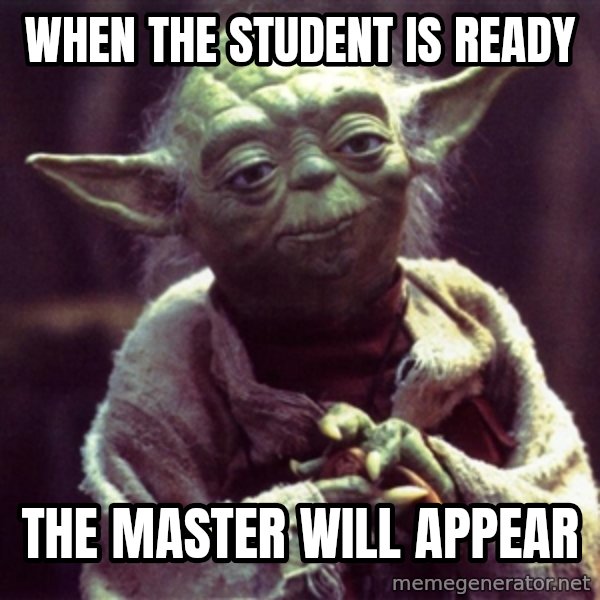 Yoda meme: When the student is ready / The Master will appear
