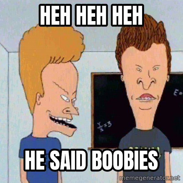 Beavis and butthead meme: HEH HEH HEH / HE SAID BOOBIES