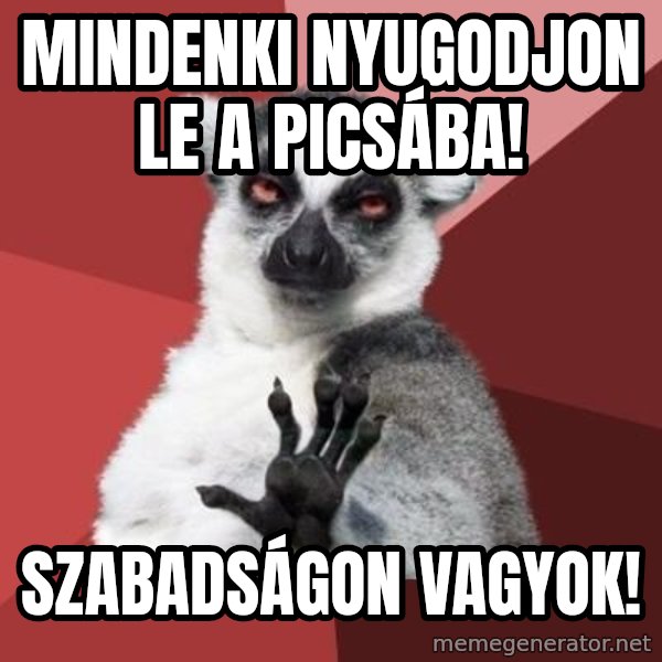 mindenki nyugodjon le a picsába meme: Mindenki nyugodjon le a picsába! / Szabadságon vagyok!