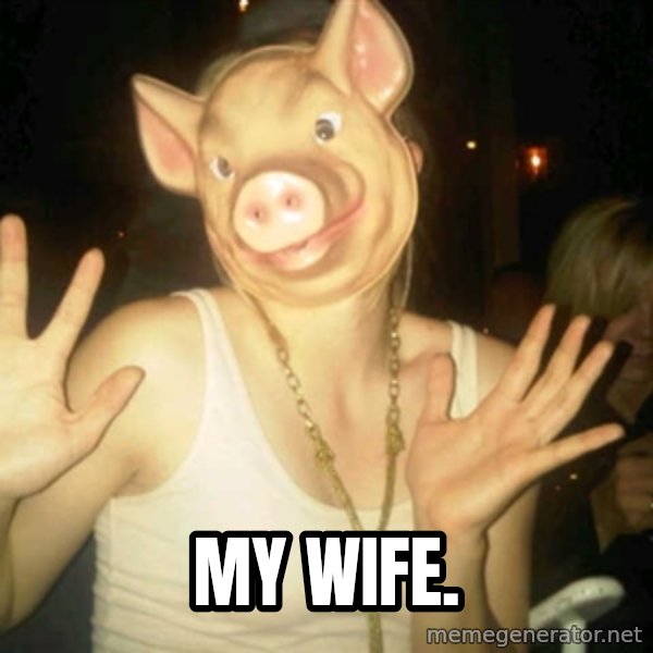 Pig Chloe meme: My wife.