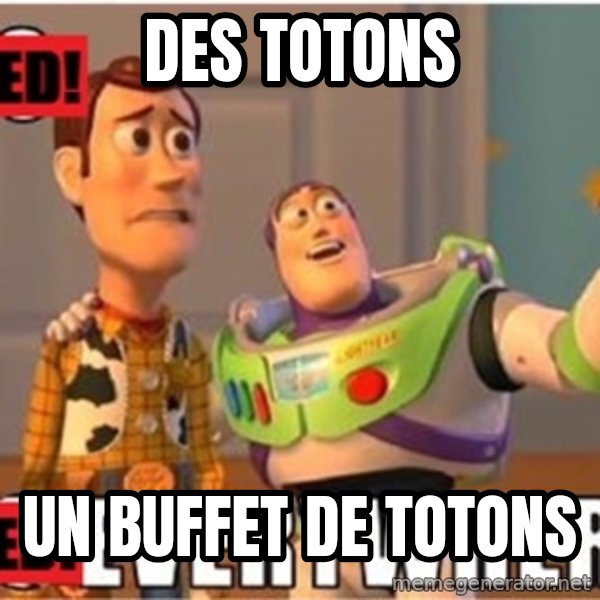 X, X Everywhere  meme: Des Totons / Un buffet de totons
