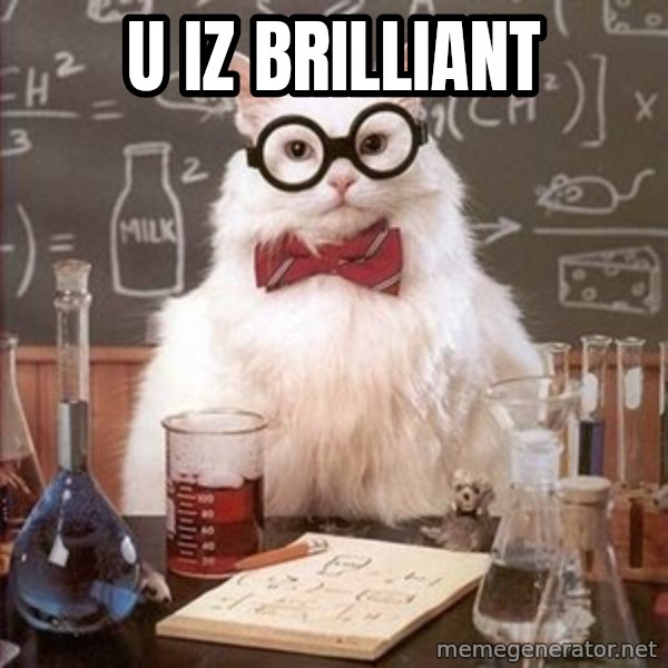 Chemistry Cat meme: U IZ brilliant