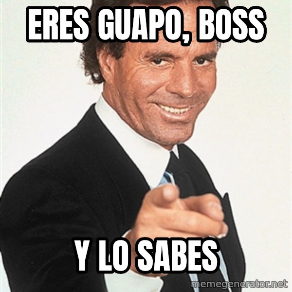 julio iglesias 2 meme: eres guapo, boss / y lo sabes