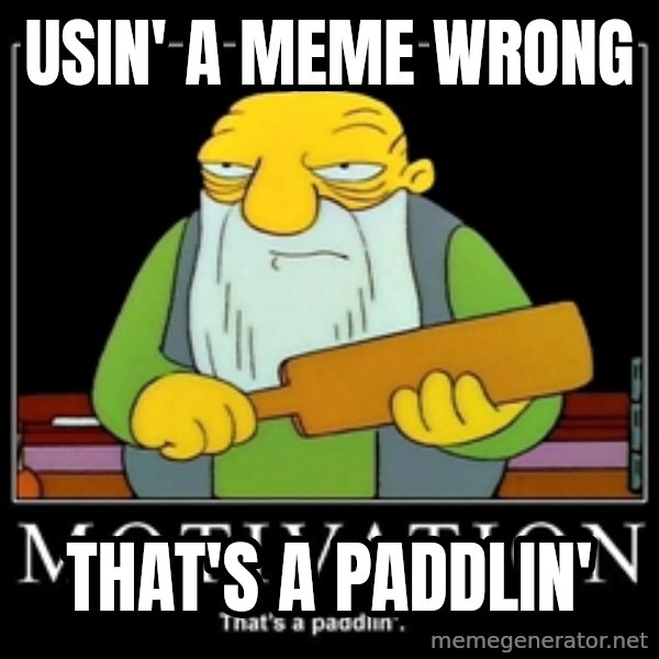 Thats a paddlin meme: usin' a meme  wrong / THAT'S A PADDLIN'