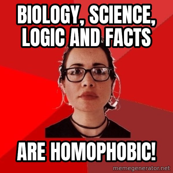 Liberal Douche Garofalo meme: biology, science, logic and facts / are homophobic!