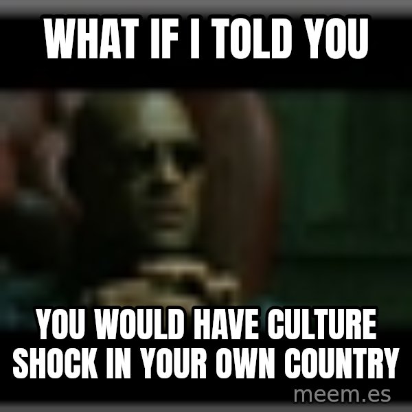Morpheusone meme: what if i told you / you would have culture shock in your own country