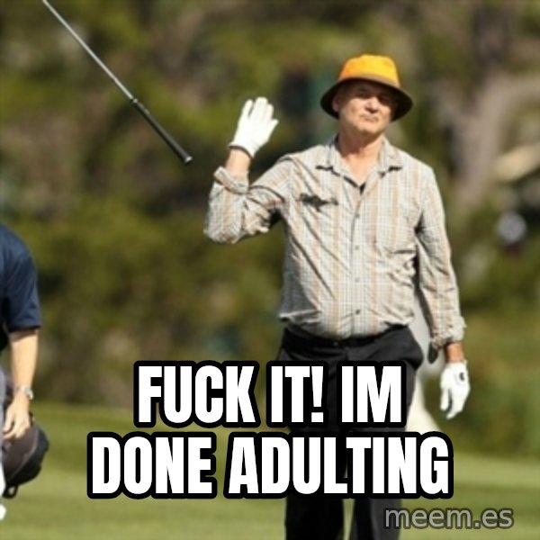 Fuck It Bill Murray meme: Fuck it! Im done adulting