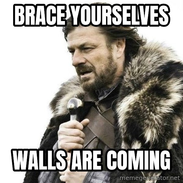 Brace Yourself Winter is Coming. meme: brace yourselves / walls are coming