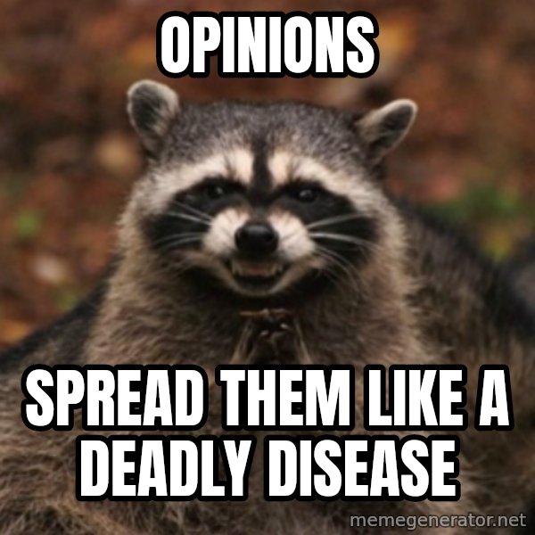 evil raccoon meme: Opinions / spread them like a deadly disease