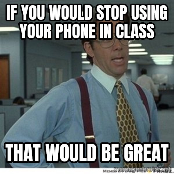 That would be great meme: If you would stop using your phone in class / that would be great