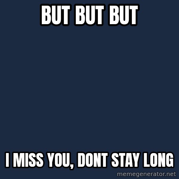 Sadcat meme: But BUt BUt / I miss you, dont stay long