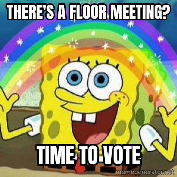 Imagination meme: There's a floor meeting? / Time to vote