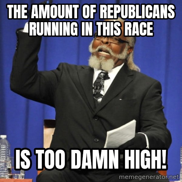 Rent Is Too Damn High meme: the amount of republicans running in this race / is too damn high!