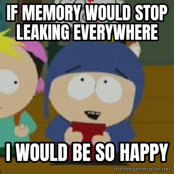 Craig would be so happy meme: If memory would stop leaking everywhere / I would be so happy