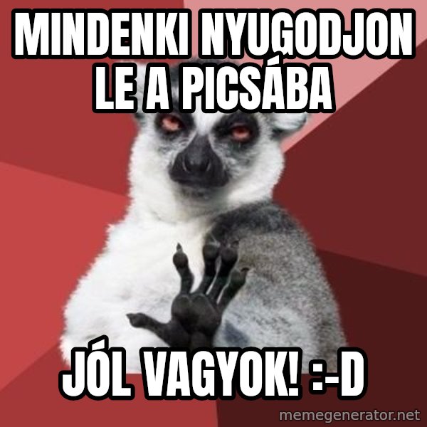 mindenki nyugodjon le a picsába meme: Mindenki nyugodjon le a picsába / JÓL vagyok! :-D