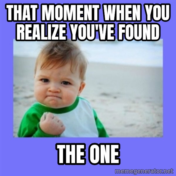 Success Kid meme: That moment when you           realize you've found / The One
