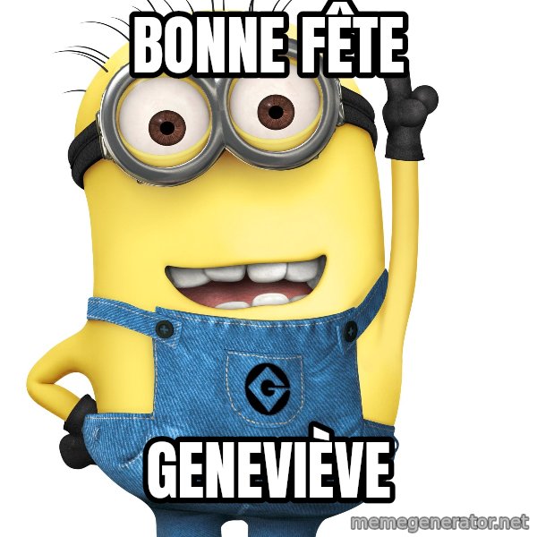 Despicable Me Minion meme: Bonne fête / Geneviève
