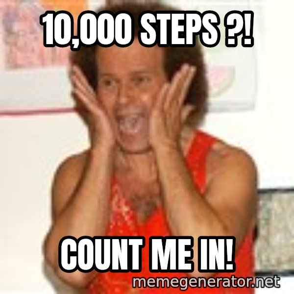 Richard Simmons Screaming meme: 10,000 Steps ?! / Count me In!