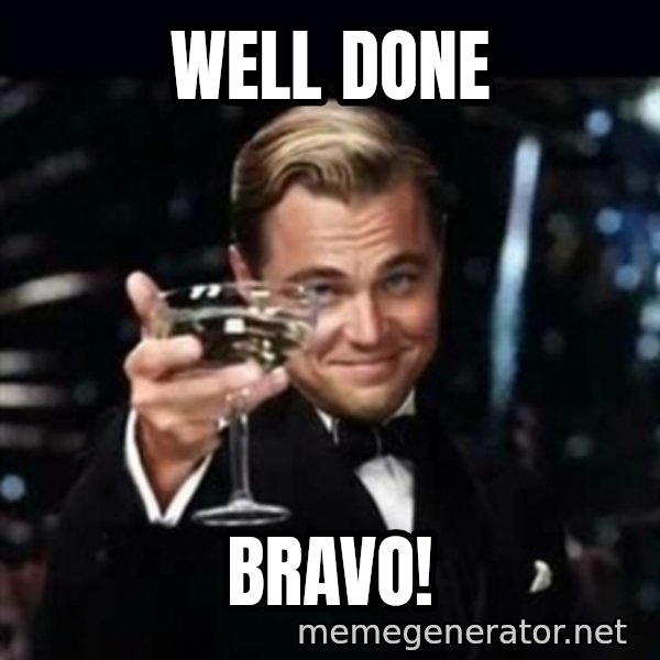 Gatsby Gatsby meme: WELL DONE / BRAVO!