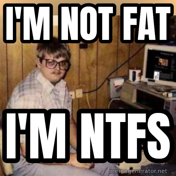 Basement Dweller meme: I'm not fat / I'm NTFS
