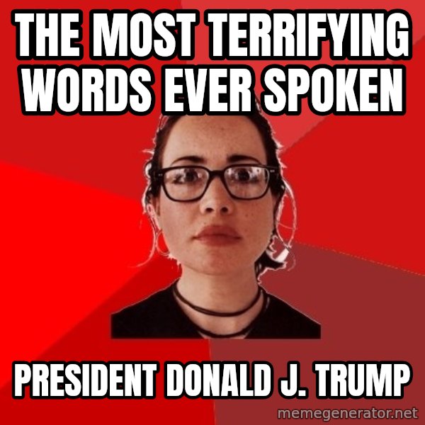 Liberal Douche Garofalo meme: The most Terrifying words ever spoken / President Donald j. Trump