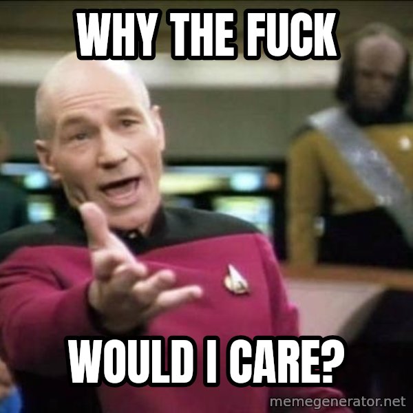 Why the fuck meme: WHY THE FUCK / WOULD I CARE?