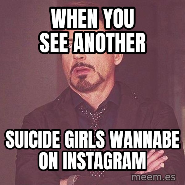 Robert Downey Jr rolls eyes meme: when you see another / suicide girls wannabe on instagram