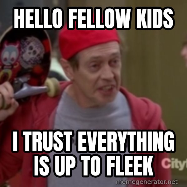 Fellow Kids meme: Hello fellow kids / i trust everything is up to fleek