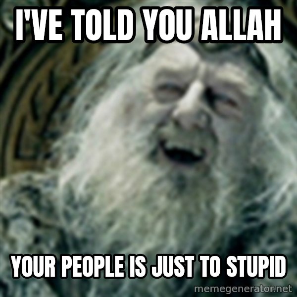 you have no power here meme: I've told you Allah / your people is just to stupid