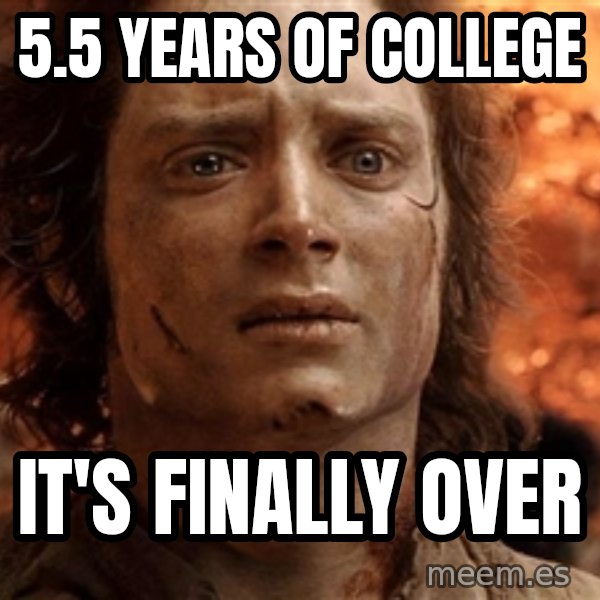 Frodo  meme: 5.5 years of college / it's finally over