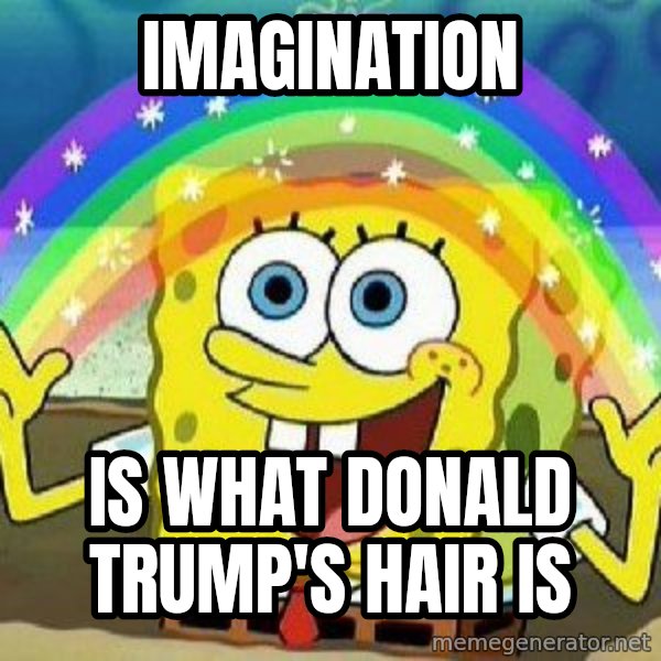 Imagination meme: Imagination / Is what Donald Trump's Hair is