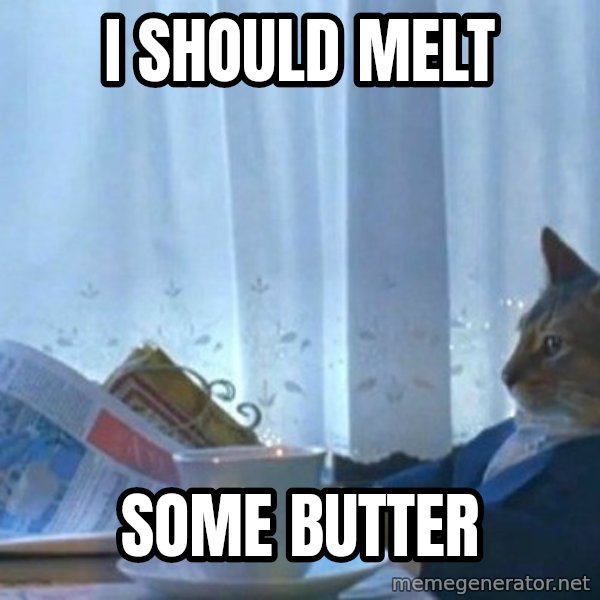 newspaper cat realization meme: I should melt / some butter