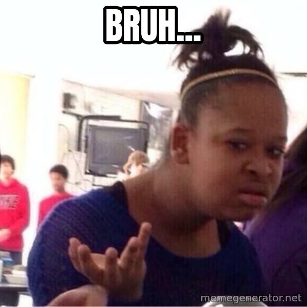 Confused Black Girl meme: Bruh...
