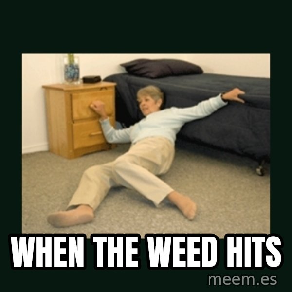life alert lady meme: When the weed hits