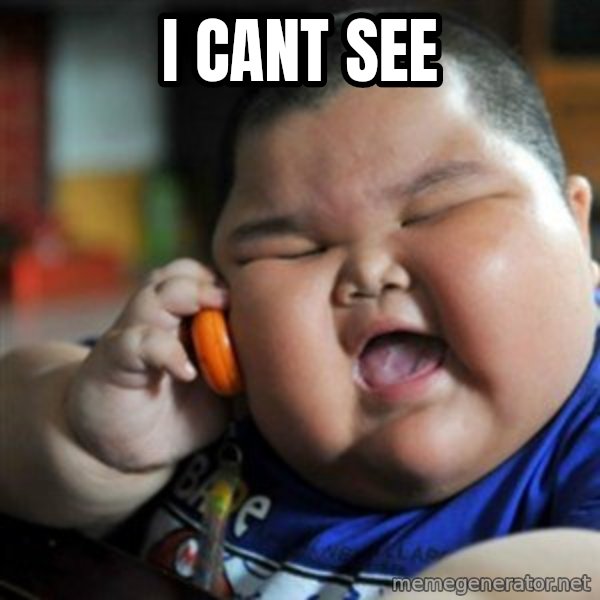 fat chinese kid meme: i cant see