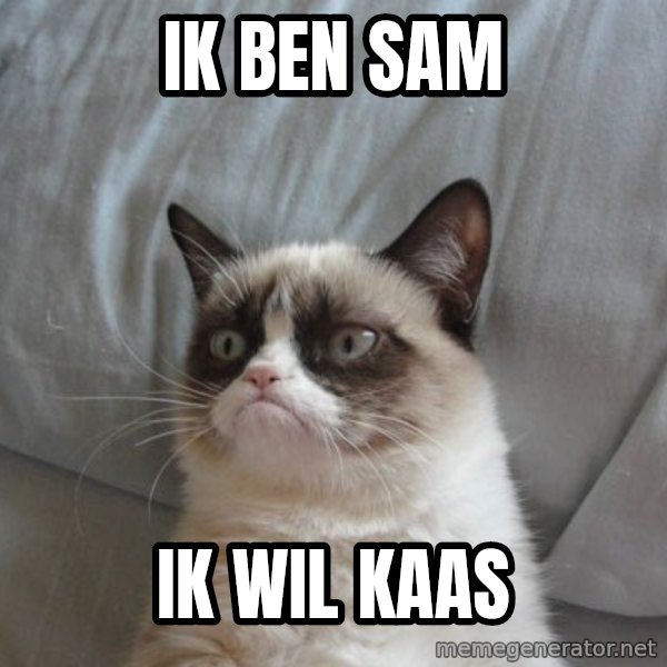 Grumpy cat good meme: ik ben sam / ik wil kaas